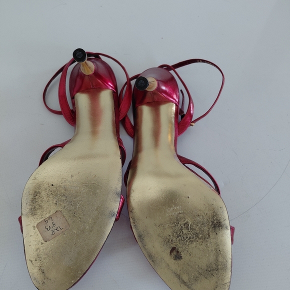 Charles Jourdan Red Strappy Heels - Picture 4 of 6